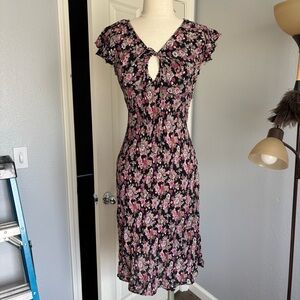Black and pink floral dress